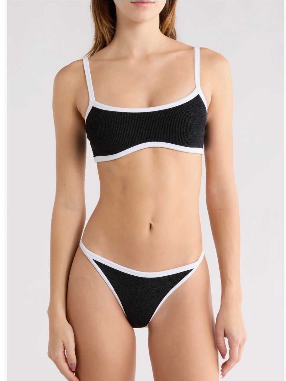 HUNZA G TYLER BIKINI SET TWO TONE  -BLACK AND WHITE / SZ:ONE SIZE